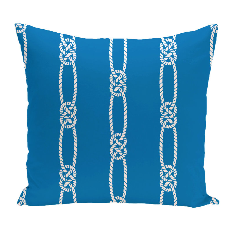 Nautical Nights Geometric Outdoor Reversible Throw Pillow, 18"x18", Navy Blue