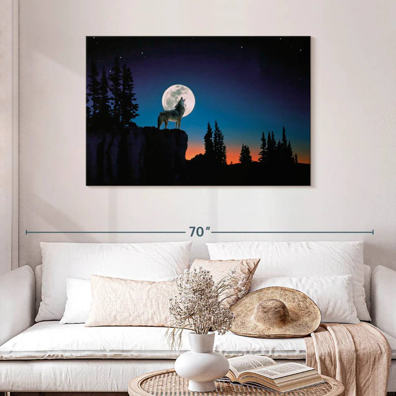 Wolf Howling At Night, 8" H x 12" W