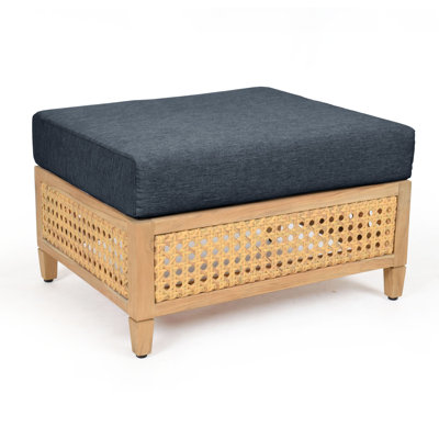 Repose-pieds teck extérieur avec coussins sunbrella Jupiter