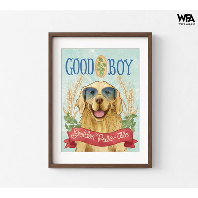 «Beer Dogs II» par Mary Urban, impression d'affiche Golden Retriever, art mural Good Doggo, bière au mur, Art mural restaurant