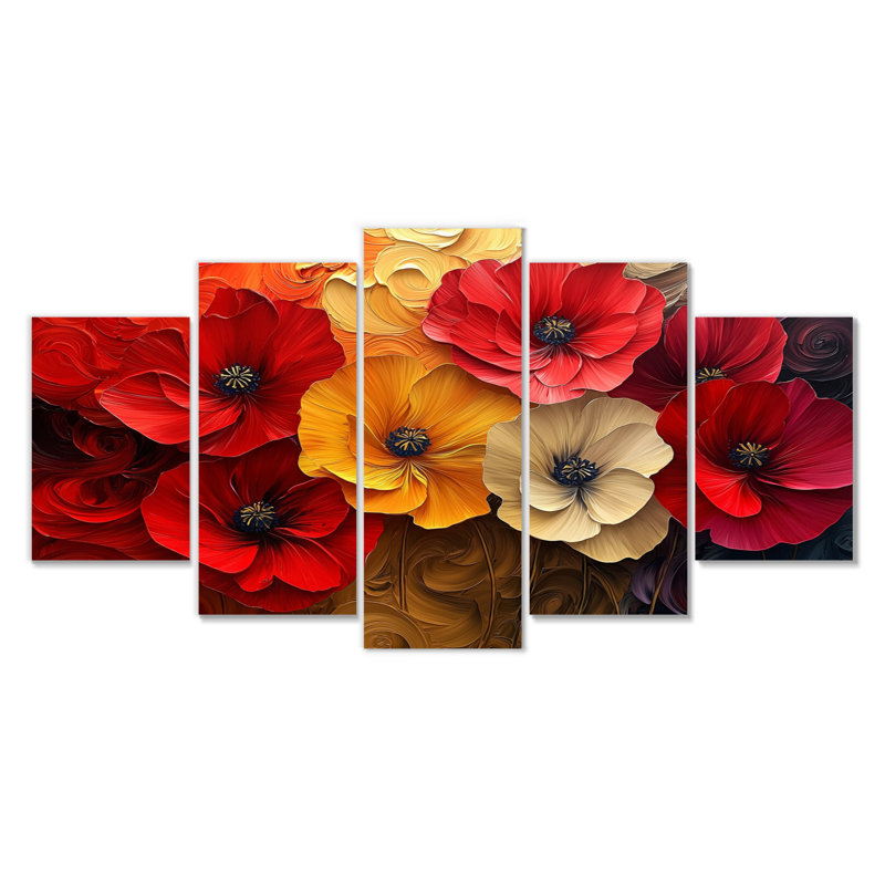 Crimson Serenity of Vibrant Red Poppies I - - Décoration murale coquelicots - - Art traditionnel traditionnel diamant