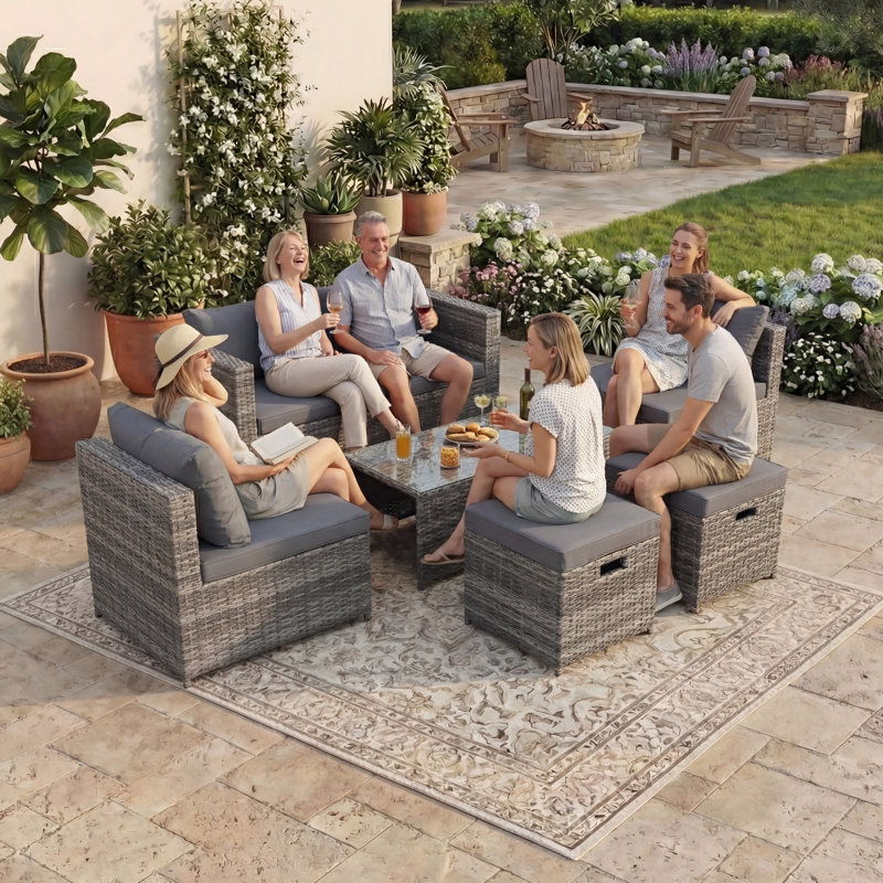 6 - Piece 6 - Person 48Cm L Outdoor Dining Set, UKFR Certified, Grey