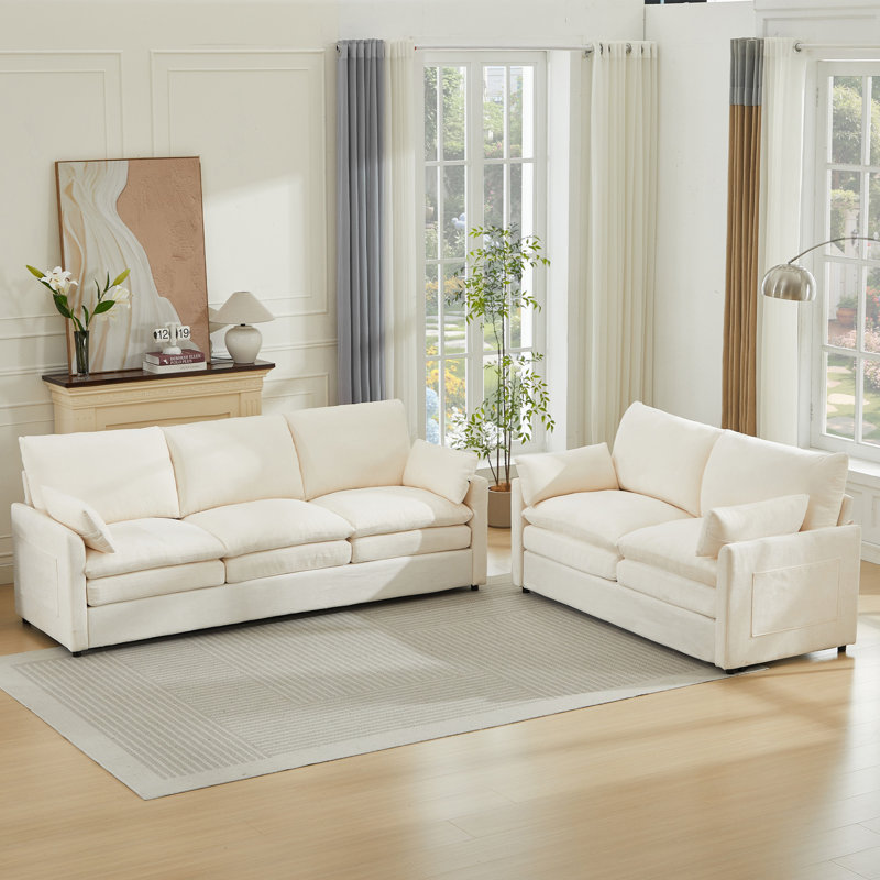  Ensemble de salon 2 pièces avec revêtement moderne, Beige