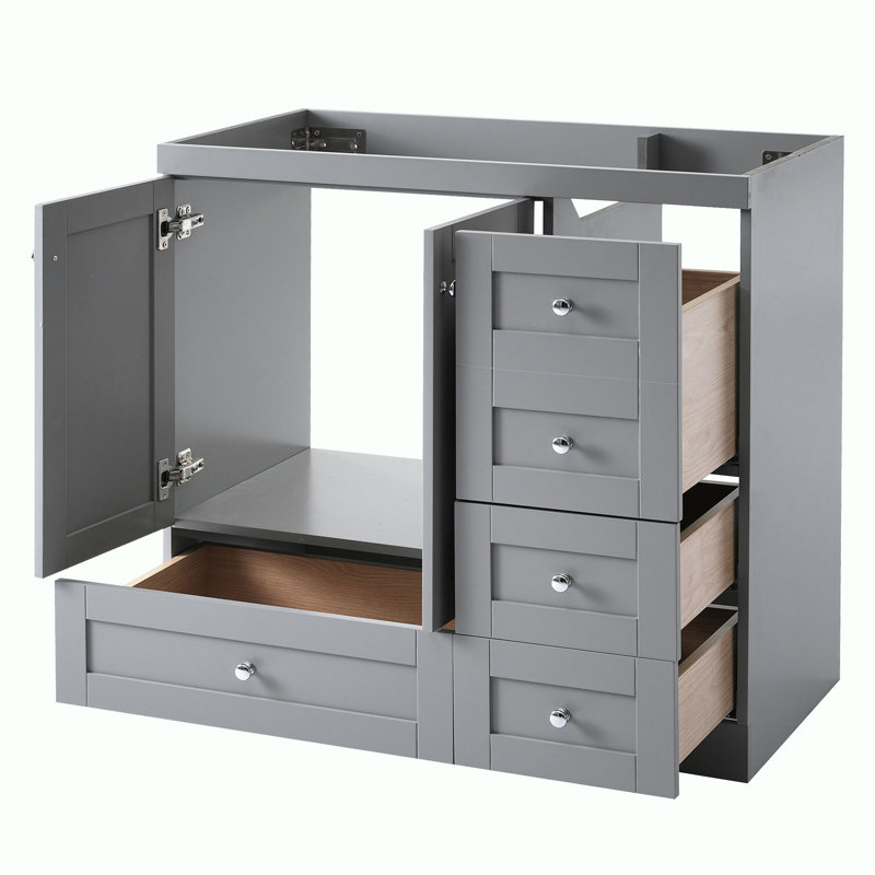 Meuble-lavabo de salle de bain sans lavabo, Gris