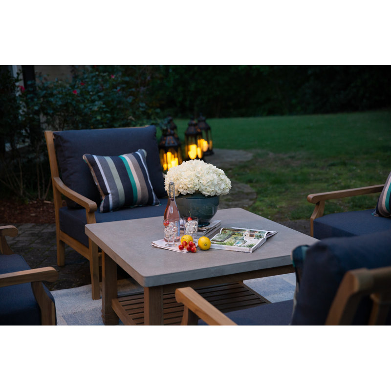 Stockton - Teak Outdoor Coffee Table w/ Polished Concrete Top