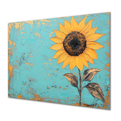 Minimal Symphony Of A Sunflower II - Floral Metal Wall Decor, Sunflower Metal Print