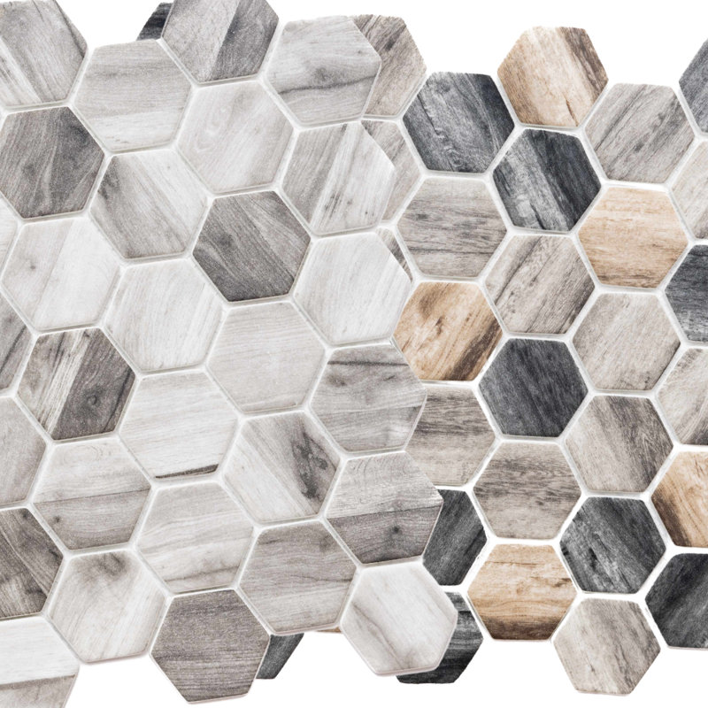 Recycled 13.88'' x 12.63'' Glass Mosaic Wall Tile, Gray