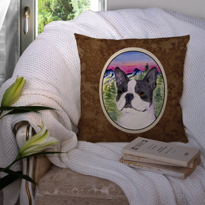 Boston Terrier Outdoor Reversible Throw Pillow