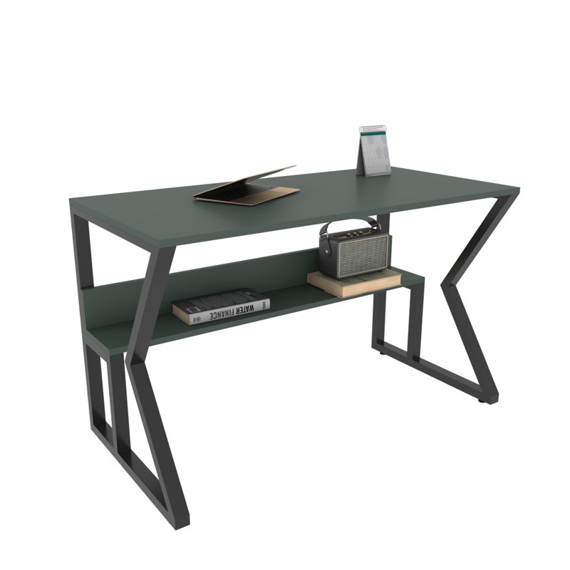 Lacie-Jane 120Cm W Rectangular Computer Desk, Black, Green