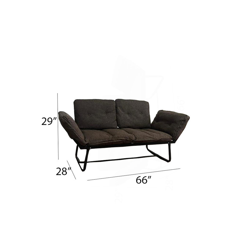 Causeuse futon avec cadre en métal, Marron foncé