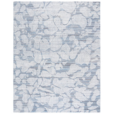 Soho 660 Hand Tufted Wool/Viscose/Cotton Abstract Rug in Blue/Ivory