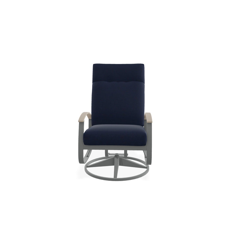 Chaise de patio pivotante avec coussins Askar, Mélange indigo, Désert P60, Graphite texturé