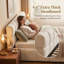 Très grand lit tapissier en chenille beige très grand avec motif damier, beige-132827902