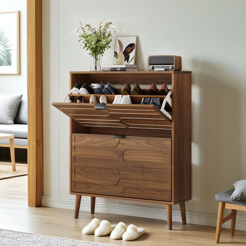 [80cm] Medieval Modern Independent Shoe Cabinet with 2 Flip Drawers