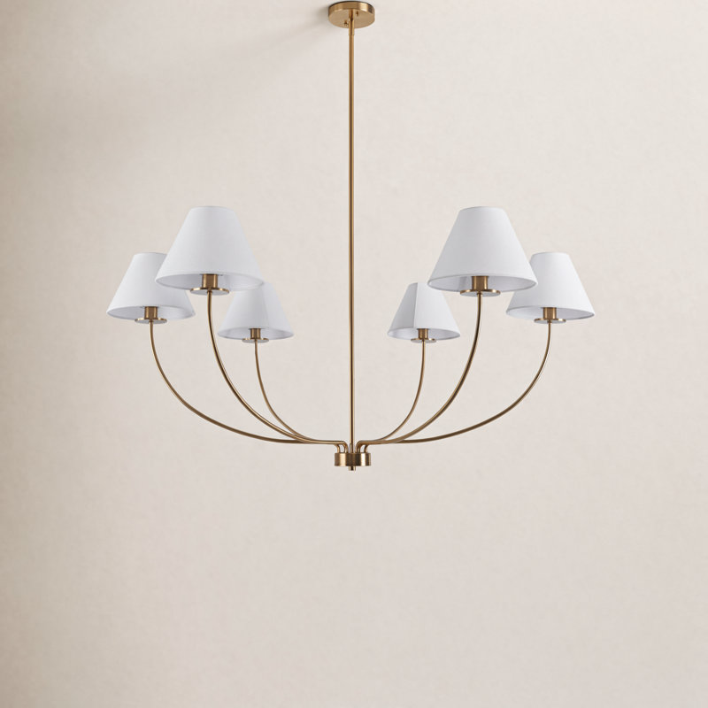 Lustre 6 lumières à intensité variable avec longueur réglable , Laiton