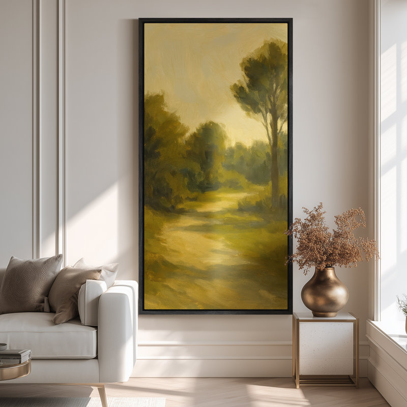 Grande toile murale encadrée, impressions de paysage de chemin de campagne - 60 po x 20 po, 60 po x 30 po, Noir