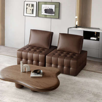 2-Piece PU Faux Leather Modular Chair Set