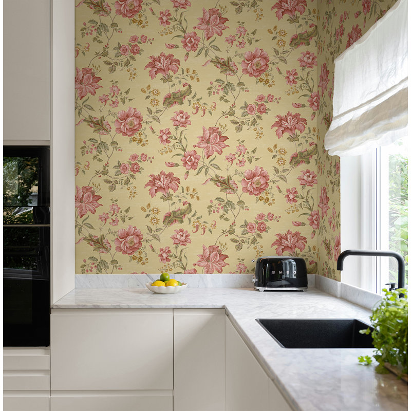 Papier peint non collé Seabrook Designs, Naturel / rose