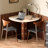 Rock board solid wood foldable dining table-2128750173