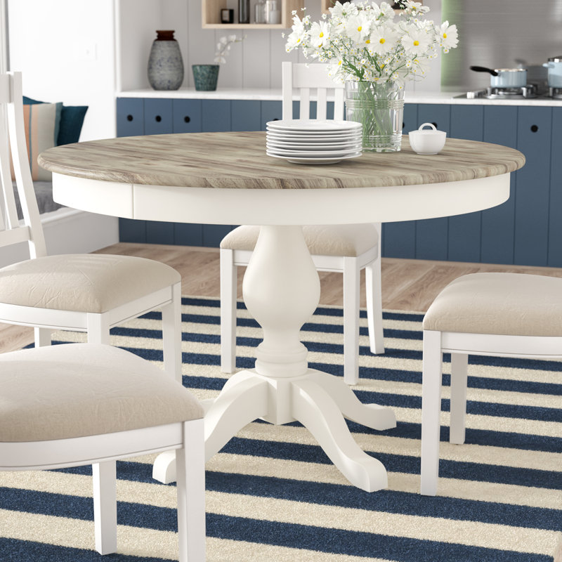 Bayou Round Solid Wood Top Dining Table, Pure White