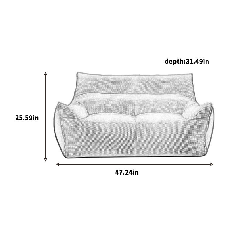 Canapé à billes rétro minimaliste, H 25,59 po x l 47,24 po x P 31,49 po, Polyester brun clair