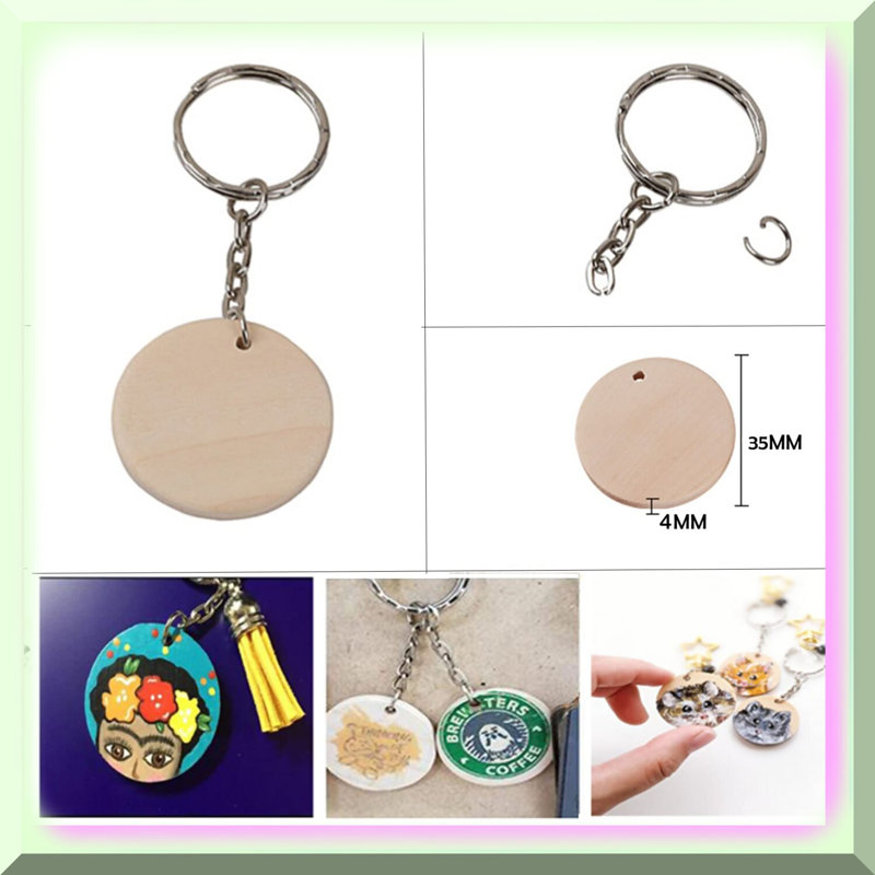 50-Piece Wooden Keychain DIY Crafting Set