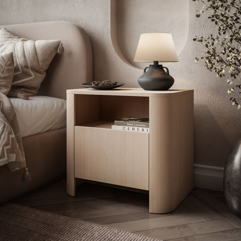 58 cm W Bedside Table, Vicenza Oak