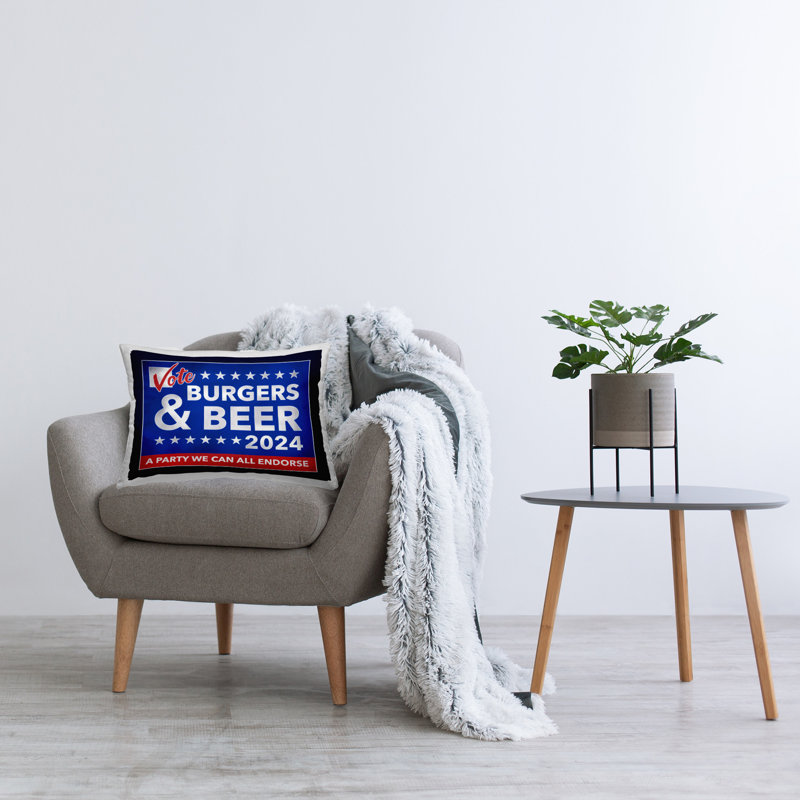 Conception de coussin décoratif Burgers & Beer voté par Jedco Brands, Inc.