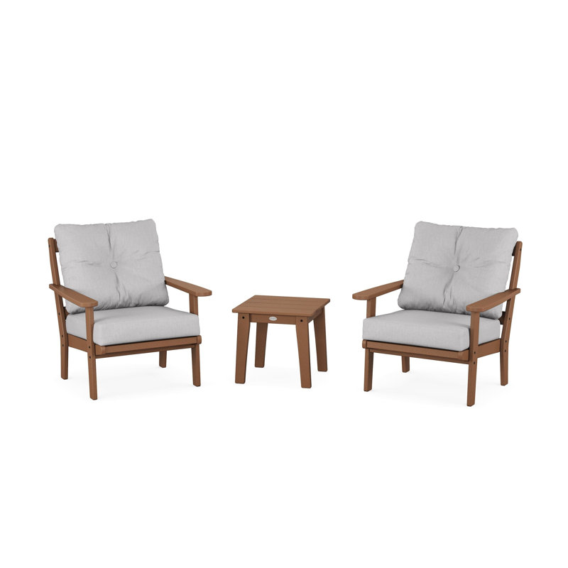 Mission 3-Piece Deep Seating Set, Sand, Natural Linen