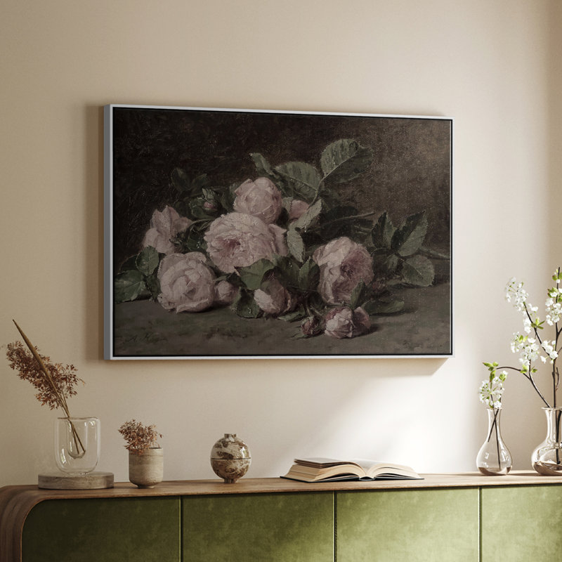 Botanique rétro - XXIII, Toile encadrée flottée blanche, H 17 po x l 25 po x P 2 po
