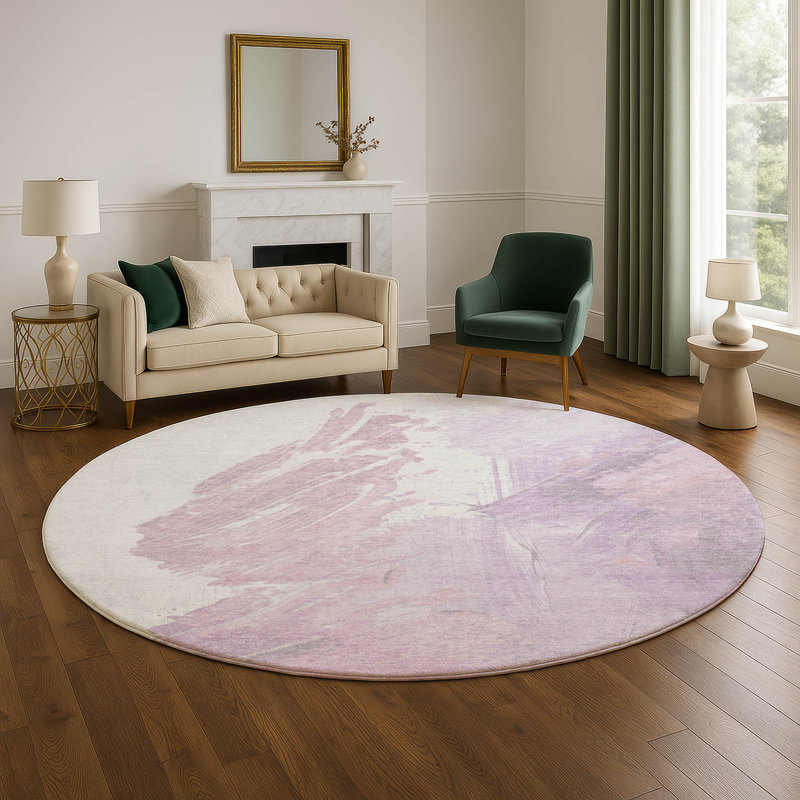 Premium Machine Washable Giacchetto AMF1843 Abstract Rug, Round 8'