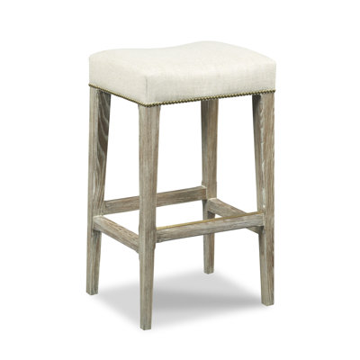 Vintage Upholstered Counter Stool with Solid Wood Frame
