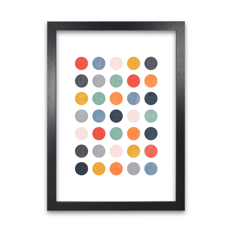 Scandi Dots Texture Original 1 Piece Wall Art, 84cm H x 59cm W x 3cm D, Black Frame