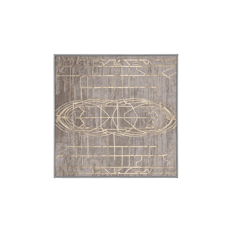 Machine Washable Gray Area Rug, Square 6'