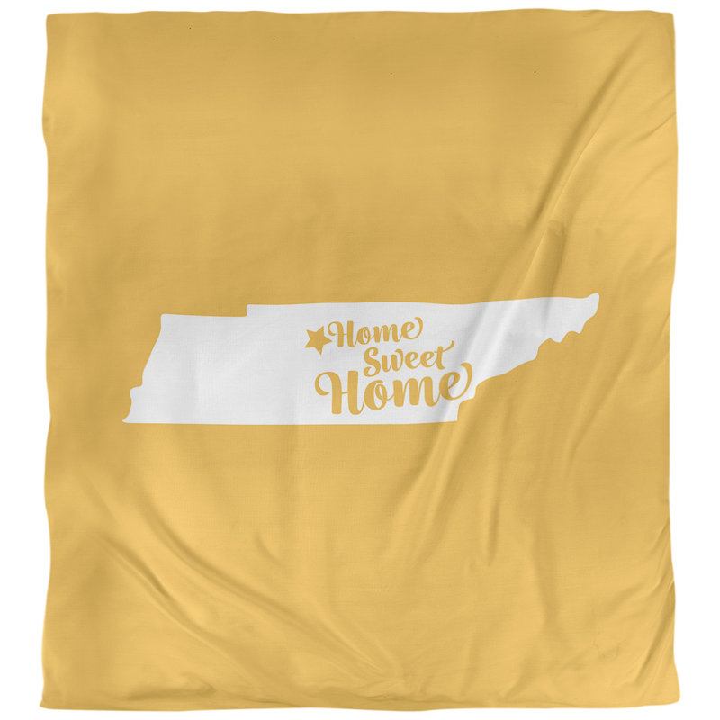 Housse de couette réversible simple Home Sweet Nashville, Polyester brossé, Housse de couette pour grand lit, Jaune