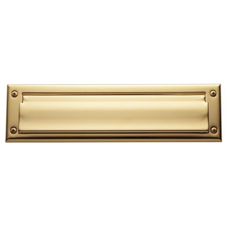13 in x 3.5 in Brass Mail Slot, Lifetime Polished Brass