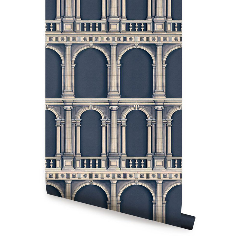 Panneau de papier peint adhésif Wabbaseka, Bleu marine, L 2 pi x H 18 pi