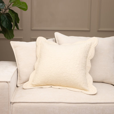 MATELASSE 16" X 16" ECRU SQUARE PILLOW