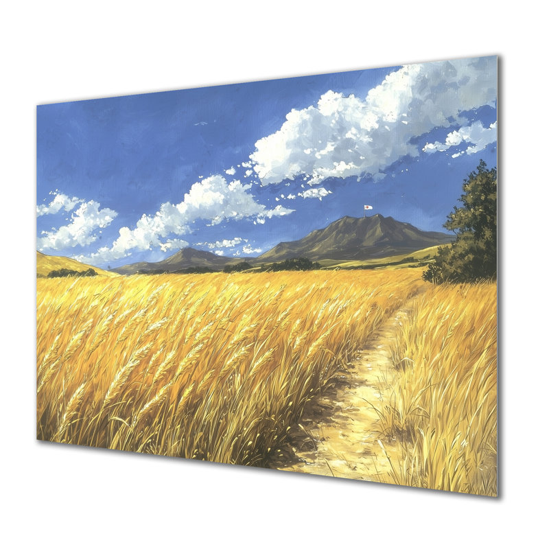 «Meadow Golden Fields of Corn II», art mural en métal sur prairie, H 24 po x l 32 po