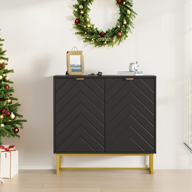 2 - Door Rectangle Accent Cabinet, Black