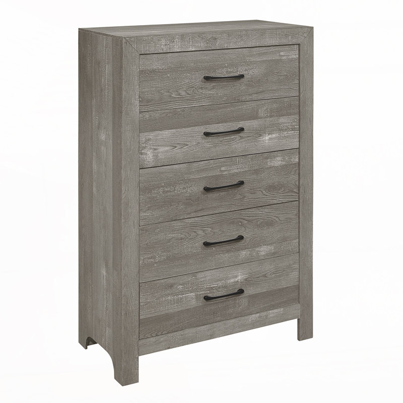 Commode de rangement à 5 tiroirs, Gris