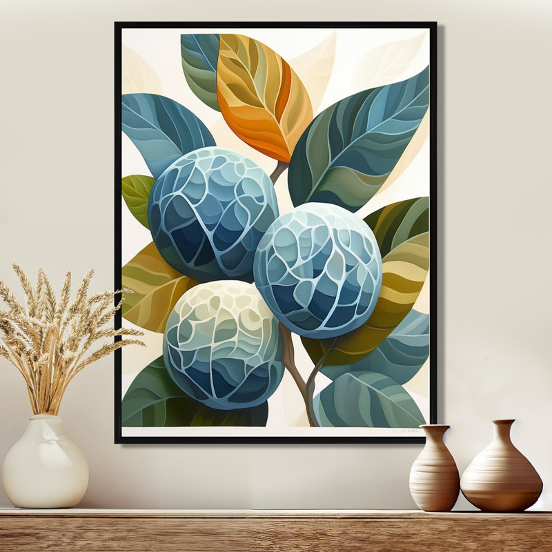 «Limes in Summer Light», art mural sur toile encadré botanique, H 44 po x l 34 po, Cadre flottant noir