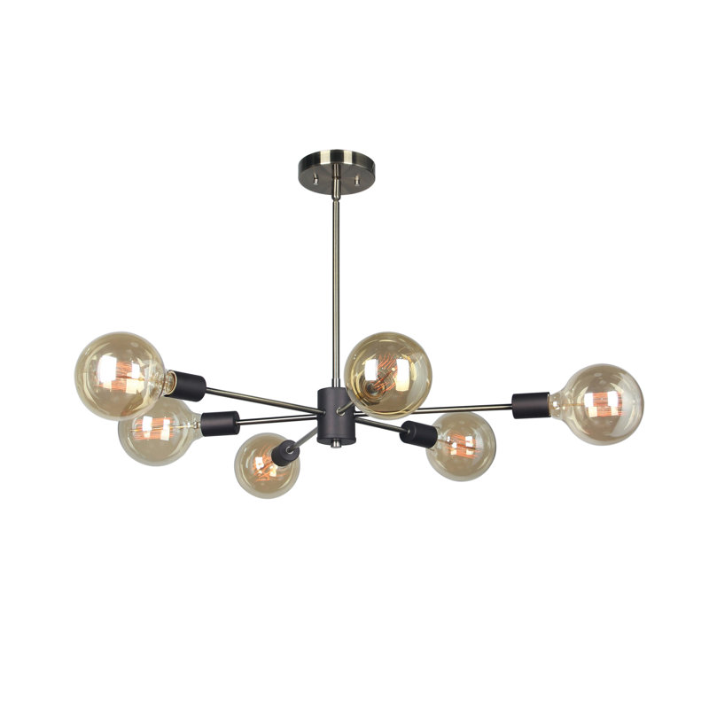 Lustre sphérique Spoutnik 6 lumières Clopton, Laiton brossé / bronze, G125