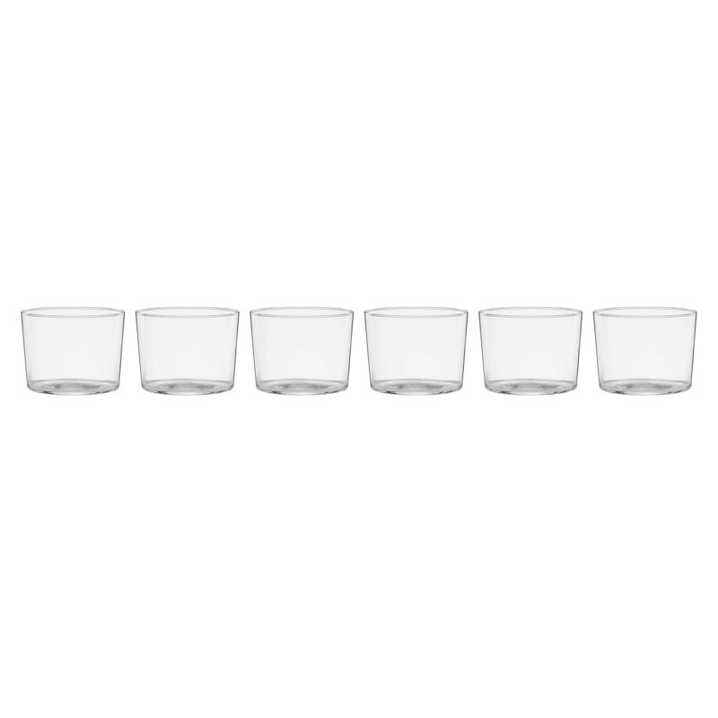 Clear Stackable Short Drinking Glasses, Set of 6