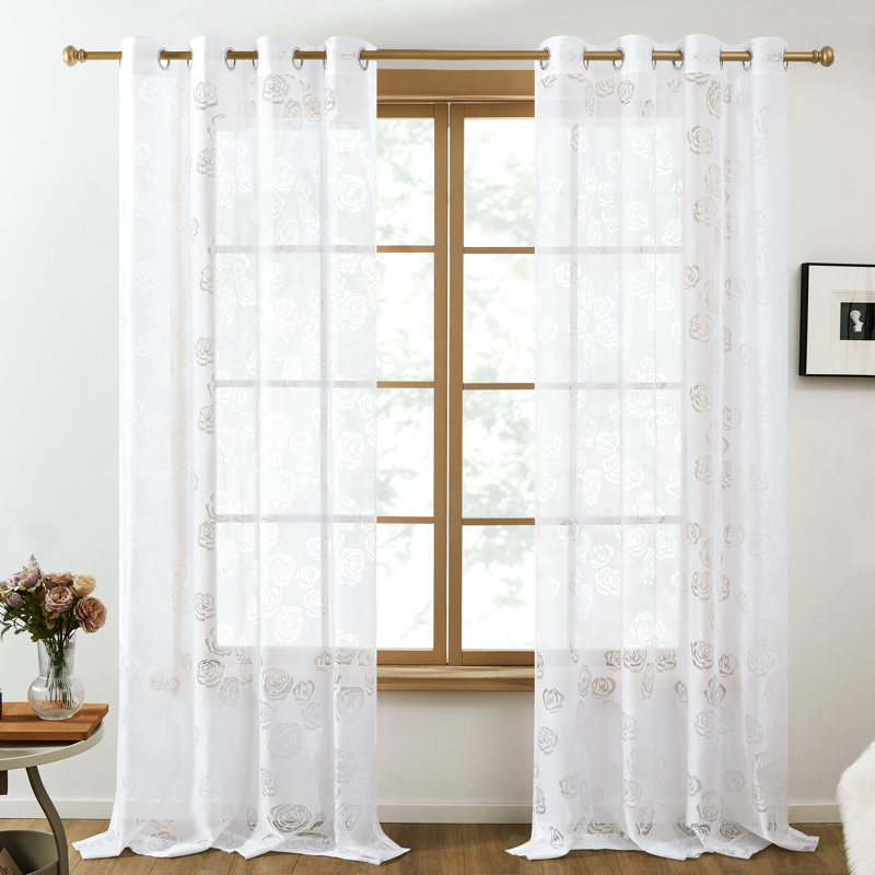 Paire de rideaux transparents en polyester Otella, Blanc, L 52 po x L 72 po