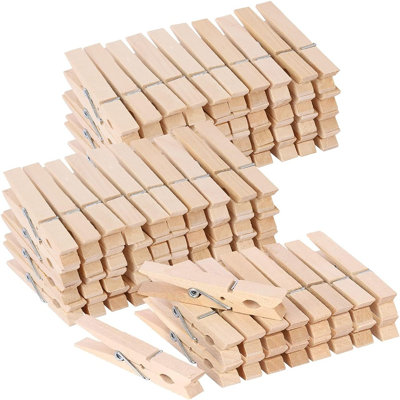 100-Pack Heavy-Duty Wooden Clothespins, 3-Inch Natural Wood Clips for Laundry, Photos & Outdoor Use