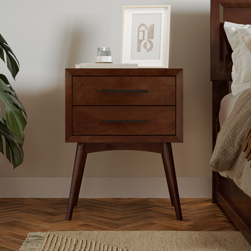 Table de chevet 2 tiroirs Pasadena, Noyer