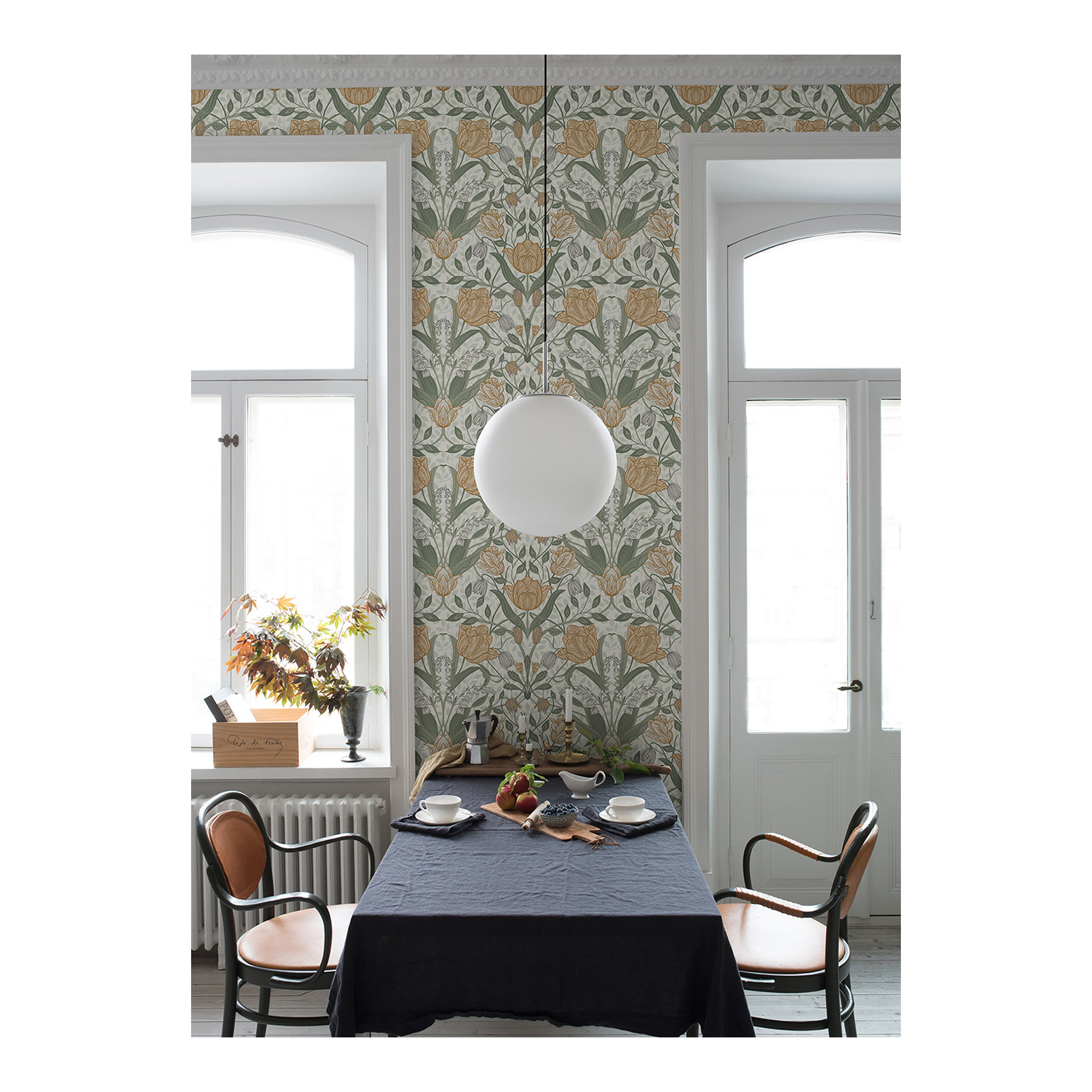 Orelia 33' L x 20.5" W Wallpaper Roll, Green, 33' L x 20.5" W
