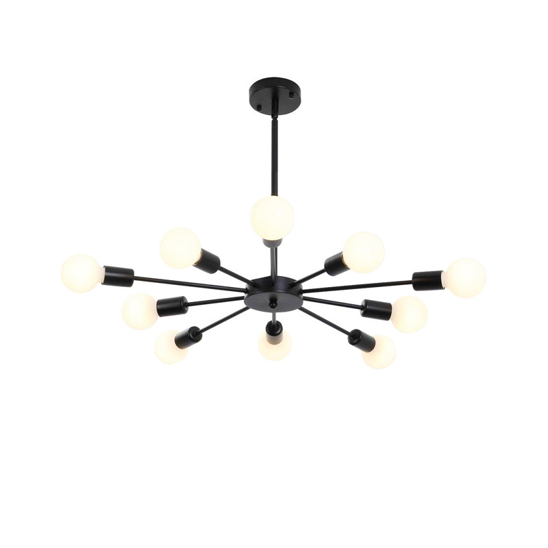 Plafonnier semi-encastré 27,6 po 10 lumières Parret, Noir, noir, noir, noir