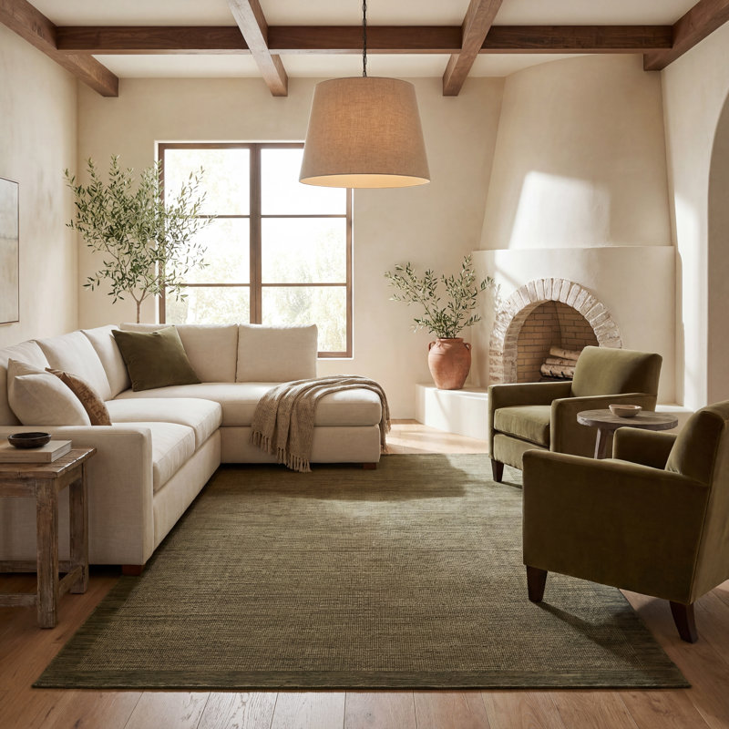 Tapis en laine et vert Weston, Olive/ Green, Runner 2'6" x 10'